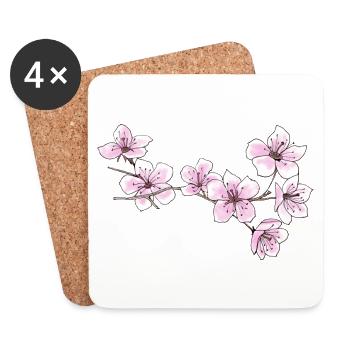 Cherry blossoms - Coasters (set of 4) - white - Front