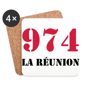 974 La Réunion - Dessous de verre (lot de 4) - blanc - Devant