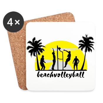 Volley-ball, Beach-volley, Beach Volleyball - Dessous de verre (lot de 4) - blanc - Devant