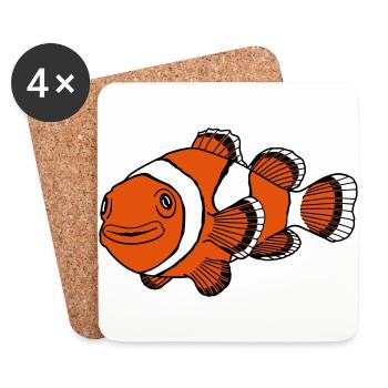 Poisson clown - Dessous de verre (lot de 4) - blanc - Devant