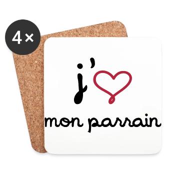 J'aime mon parrain - Dessous de verre (lot de 4) - blanc - Devant