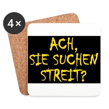 ACH, SIE SUCHEN STREIT?- Vektorgrafik - Untersetzer (4er-Set) - Weiß - Vorne