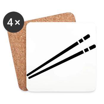 Baguettes - Dessous de verre (lot de 4) - blanc - Devant