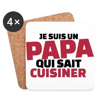 Je suis un papa qui sait cuisiner - Dessous de verre (lot de 4) - blanc - Devant