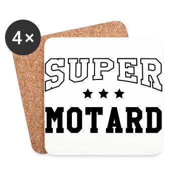 Motard / Moto / Biker / Moto-cross / Motarde - Dessous de verre (lot de 4) - blanc - Devant