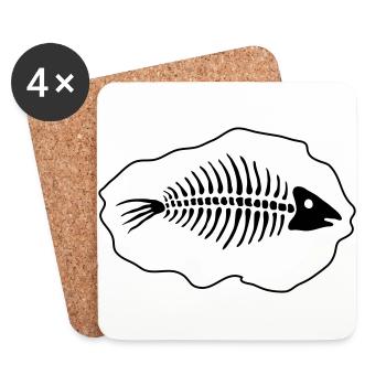 poissons_ fossiles_2_fp2 - Dessous de verre (lot de 4) - blanc - Devant