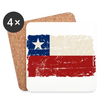 Chile Flag - Vintage Look - Untersetzer (4er-Set) - Weiß - Vorne