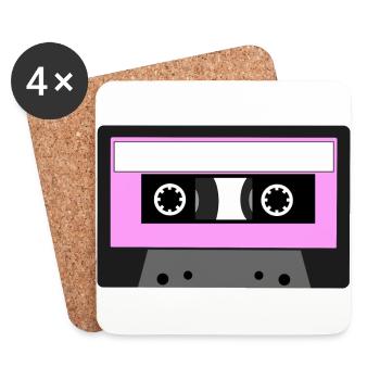 Cassette Tape - Pink - Untersetzer (4er-Set) - Weiß - Vorne