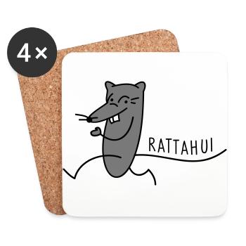 sportliche Ratte - Untersetzer (4er-Set) - Weiß - Vorne