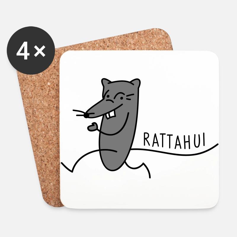 sportliche Ratte - Untersetzer (4er-Set) - Weiß