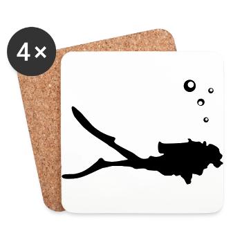 Diver, diving - Dessous de verre (lot de 4) - blanc - Devant