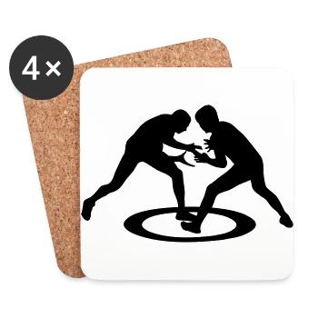 wrestling, freestyle wrestling - Coasters (set of 4) - white - Front