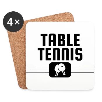 Table Tennis - Ping Pong - Sport - Racket - Ball - Dessous de verre (lot de 4) - blanc - Devant