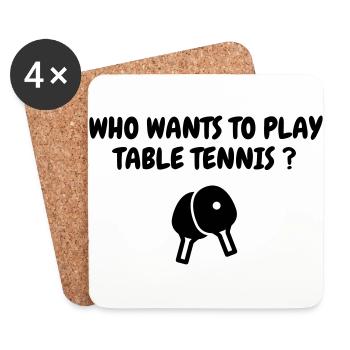 Table Tennis - Ping Pong - Sport - Racket - Ball - Dessous de verre (lot de 4) - blanc - Devant