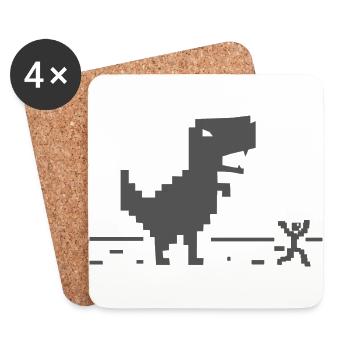 interdyne. Joli t-shirt. dinosaure. Internet - Dessous de verre (lot de 4) - blanc - Devant
