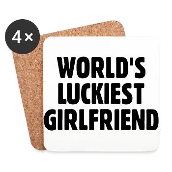 World's Luckiest Girlfriend - Coasters (set of 4) - white - Front