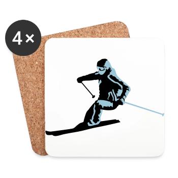 skiing, skier - Coasters (set of 4) - white - Front