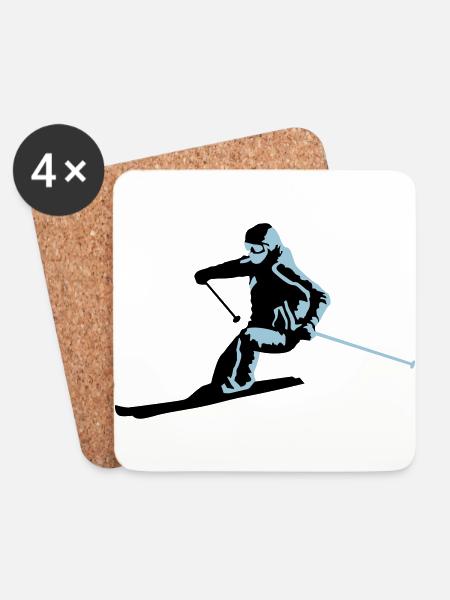 Skifahrer, skifahren, ski - Untersetzer (4er-Set) - Weiß