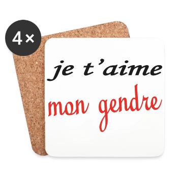 Je t'aime mon gendre - Dessous de verre (lot de 4) - blanc - Devant