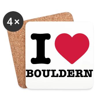 I love Bouldern Spruch Herz rot Klettern Boulderer - Untersetzer (4er-Set) - Weiß - Vorne