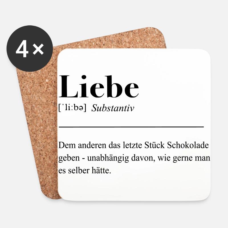 Liebe - lustig Dudeneintrag - Untersetzer (4er-Set) - Weiß