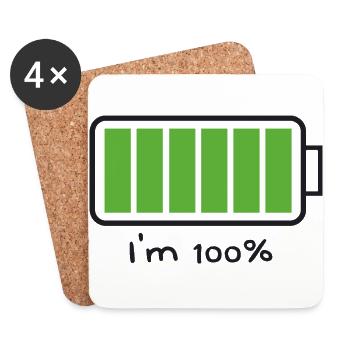 Ich bin 100% - Untersetzer (4er-Set) - Weiß - Vorne