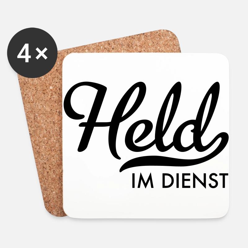 Held im Dienst - Untersetzer (4er-Set) - Weiß