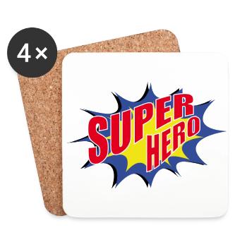 Super héros - Dessous de verre (lot de 4) - blanc - Devant