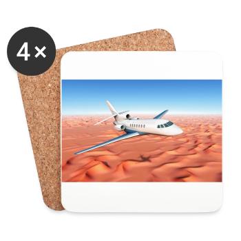 Ein Passagierflugzeug über einer Sandwüste - Untersetzer (4er-Set) - Weiß - Vorne