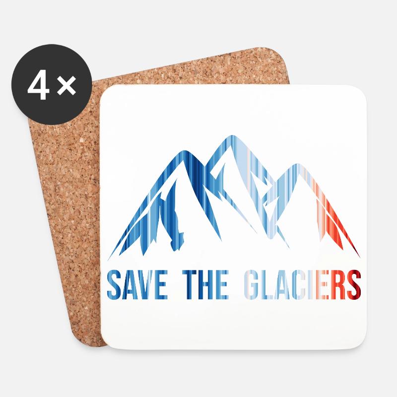 SAVE THE GLACIERS - Warming Stripes - Klimawandel - Untersetzer (4er-Set) - Weiß