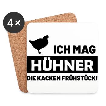 ich mag hühner - die kacken frühstück funshirt - Untersetzer (4er-Set) - Weiß - Vorne