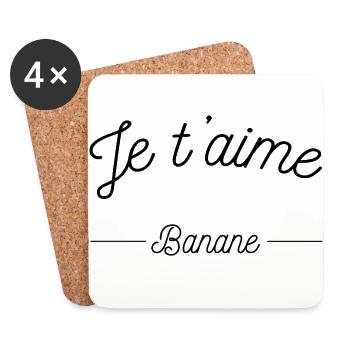 je t'aime banane - Dessous de verre (lot de 4) - blanc - Devant