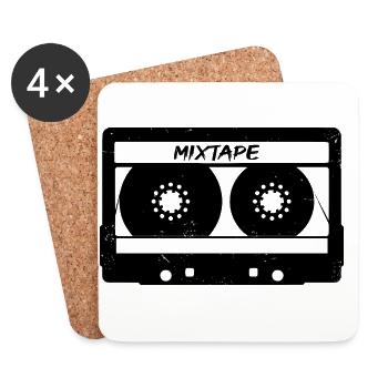 Cassette de mixtape cassette - Dessous de verre (lot de 4) - blanc - Devant