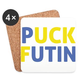 I Stand With Ukraine Puck Futin support Ukraine - Coasters (set of 4) - white - Front