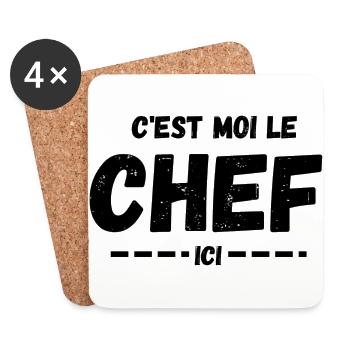 C'est moi le Chef ici - Dessous de verre (lot de 4) - blanc - Devant