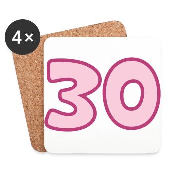 30e anniversaire 30 ans - Dessous de verre (lot de 4) - blanc - Devant