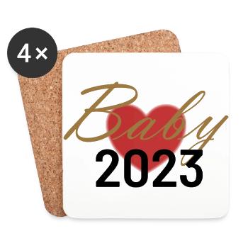 Grossesse et bébé 2023 - Dessous de verre (lot de 4) - blanc - Devant