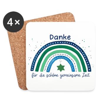 Danke sagen Danke für die schöne Zeit Regenbogen - Untersetzer (4er-Set) - Weiß - Vorne