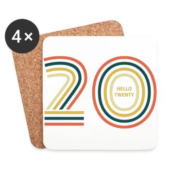 Bonjour Twenty. 20e anniversaire - Dessous de verre (lot de 4) - blanc - Devant