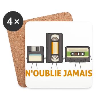 N'oublie Jamais Disquette Cassette vidéo Cassette - Dessous de verre (lot de 4) - blanc - Devant