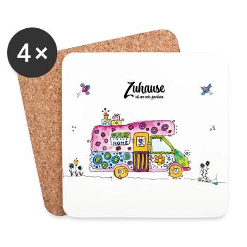 Zuhause ist, wo wir parken - Untersetzer (4er-Set) - Weiß - Vorne