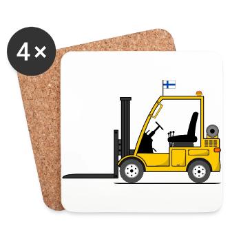 Chariot élévateur à fourche drapeau Finlande - Dessous de verre (lot de 4) - blanc - Devant
