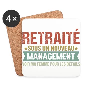 Retraité sous nouveau management cadeau retraite - Dessous de verre (lot de 4) - blanc - Devant