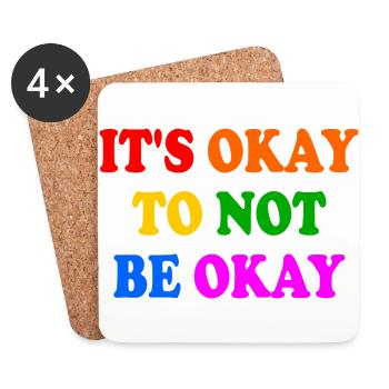 it's okay to not be okay - Dessous de verre (lot de 4) - blanc - Devant