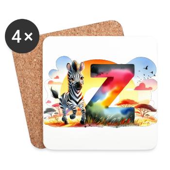 W wie Savannah Zebra - Untersetzer (4er-Set) - Weiß - Vorne
