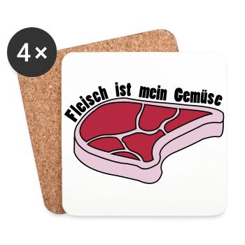 Fleisch ist alles was ich brauche - Untersetzer (4er-Set) - Weiß - Vorne
