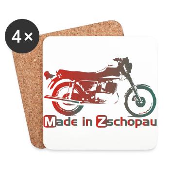 MZ ETZ250 Made in Zschopa - Untersetzer (4er-Set) - Weiß - Vorne