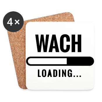 wach loading Morgenmuffel Status Kaffee - Untersetzer (4er-Set) - Weiß - Vorne