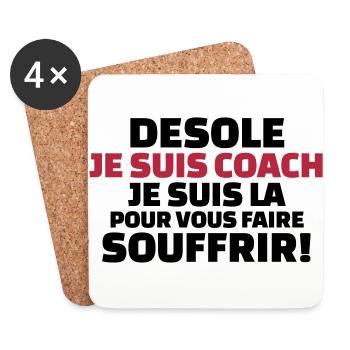 désolé je suis coach...pour vous faire souffrir - Dessous de verre (lot de 4) - blanc - Devant