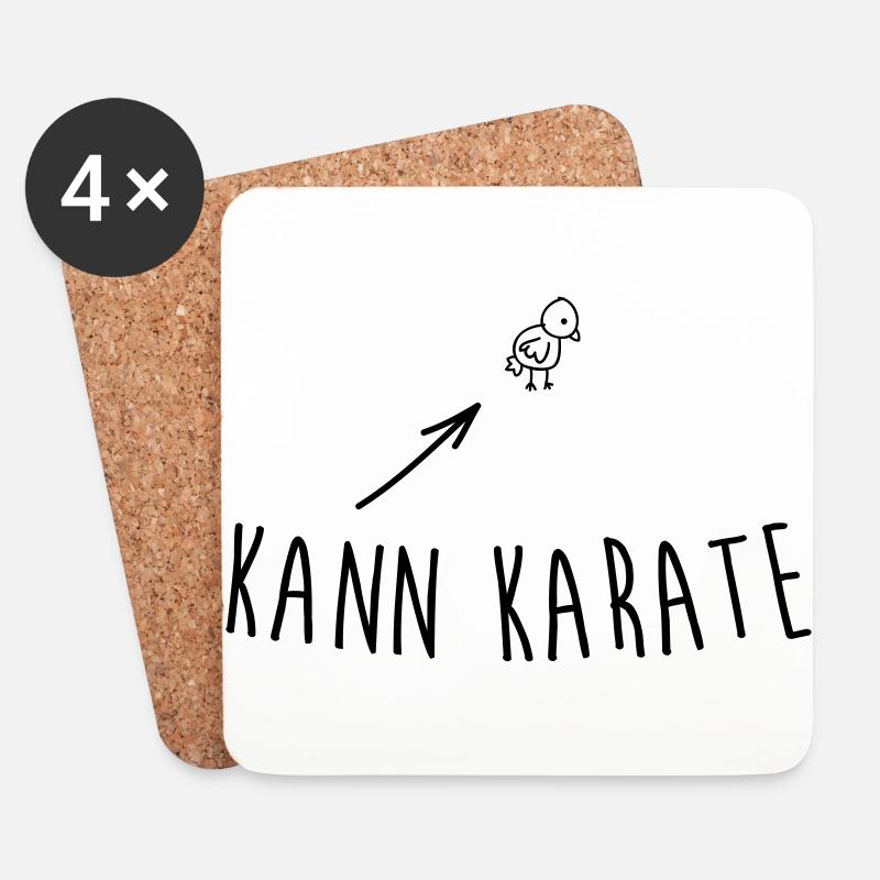 Kleines Hühnchen kann Karate - Untersetzer (4er-Set) - Weiß